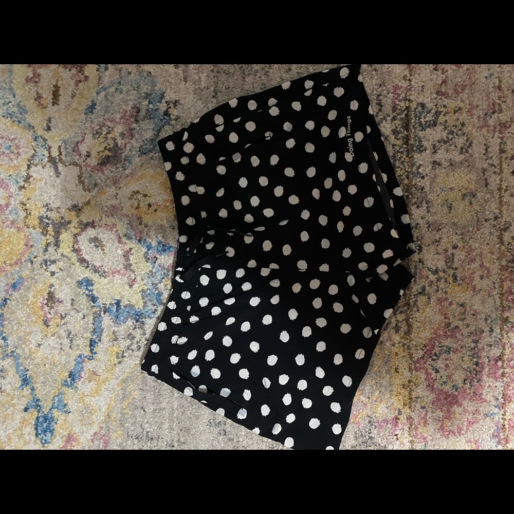 OUTDOOR VOICES BLACK AND WHITE POLKA DOT SHORTS
